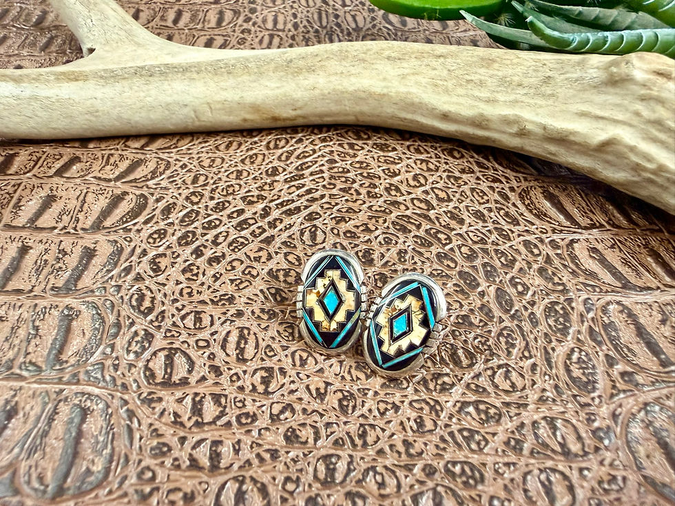 Thumbnail: Inlay Turquoise Jasper Earrings