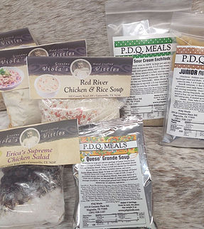 Viola's Vittles Soup, Viola's Vittles Chicken Salad, PDQ Meals Casserole, PDQ Meals Soup