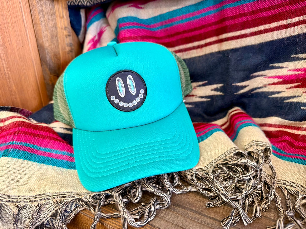 Thumbnail: Smiley Face Turquoise Trucker Hat