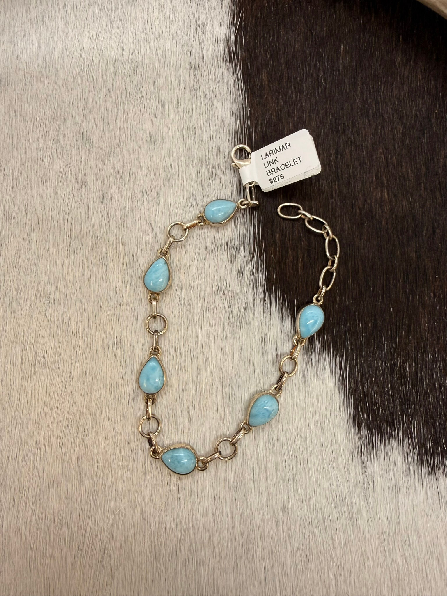 Sterling Silver Larimar Link Bracelet