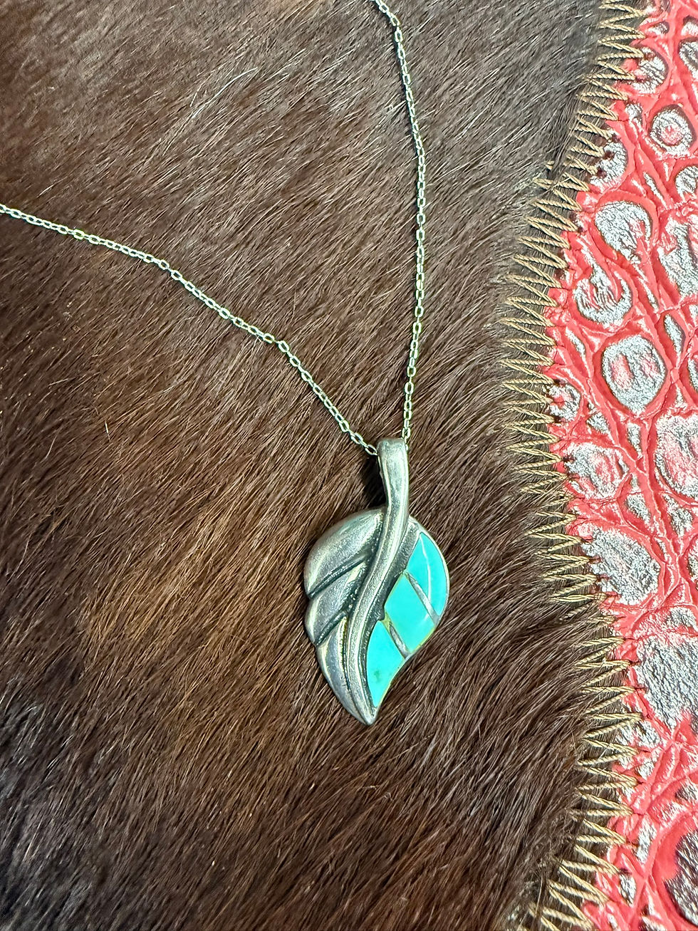 Thumbnail: Leaf Turquoise Inlay Necklace