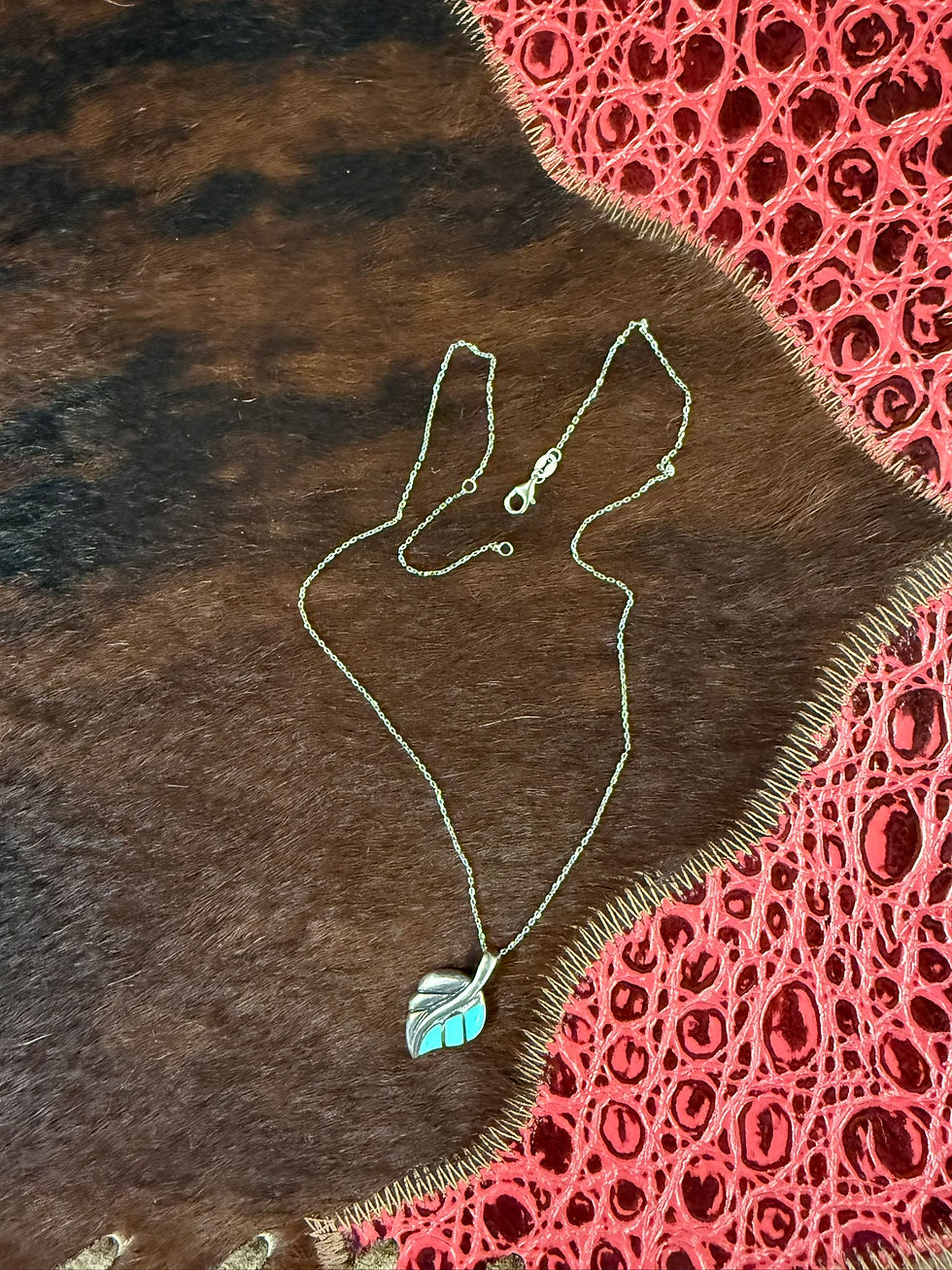 Thumbnail: Leaf Turquoise Inlay Necklace