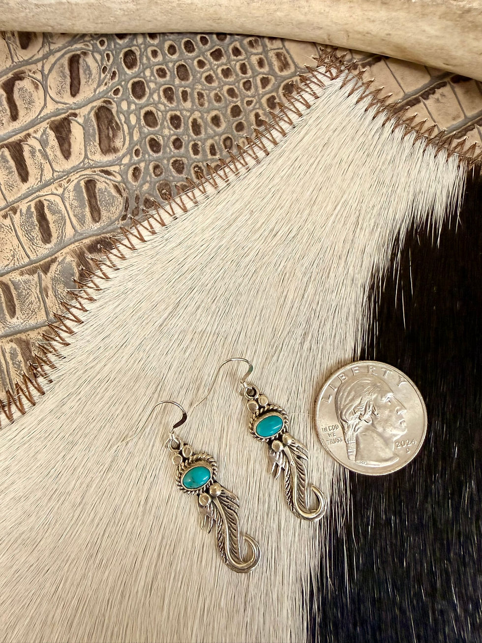Thumbnail: Navajo Kingman Turquoise Feather Earrings
