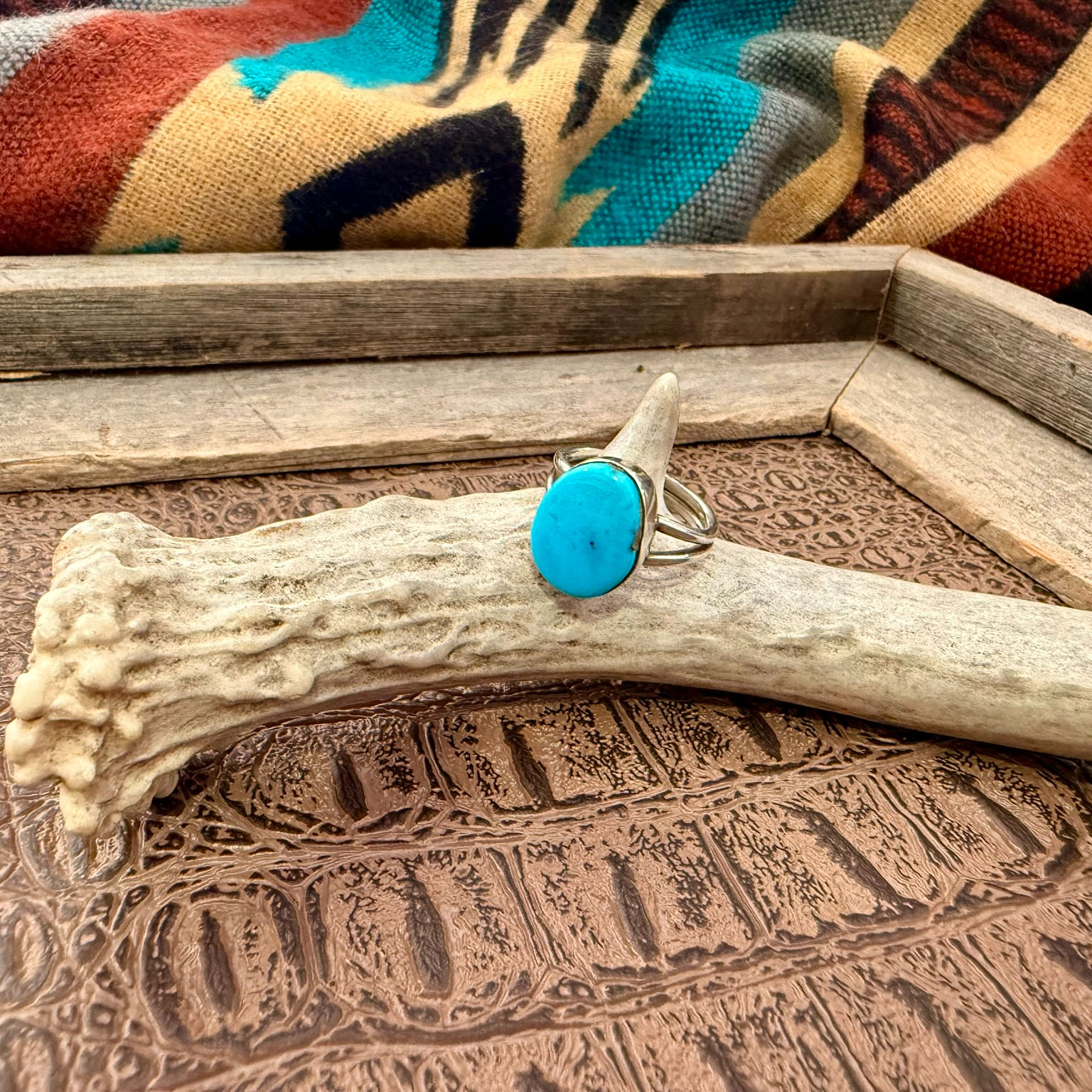 Turquoise Oval Stone Ring Size 5.5