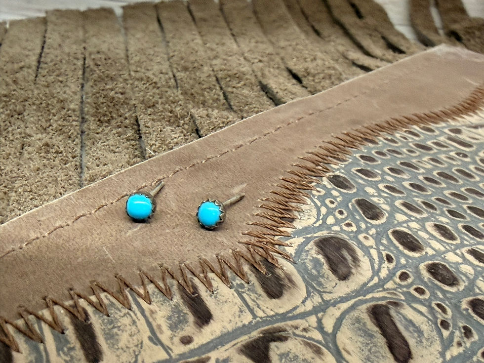Thumbnail: Turquoise Round Stud Earrings Small