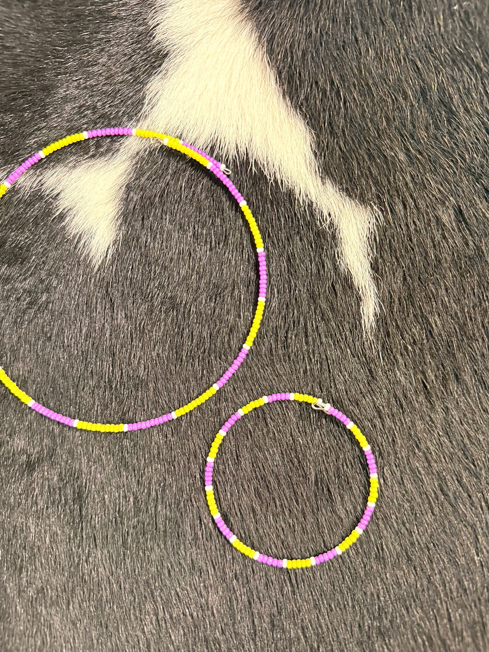 Thumbnail: Navajo Handstrung Beaded Choker Bracelet Purple\yellow