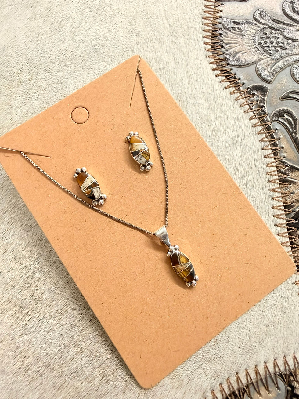 Thumbnail: Inlay Tigers Eye Jasper Necklace Earring Set