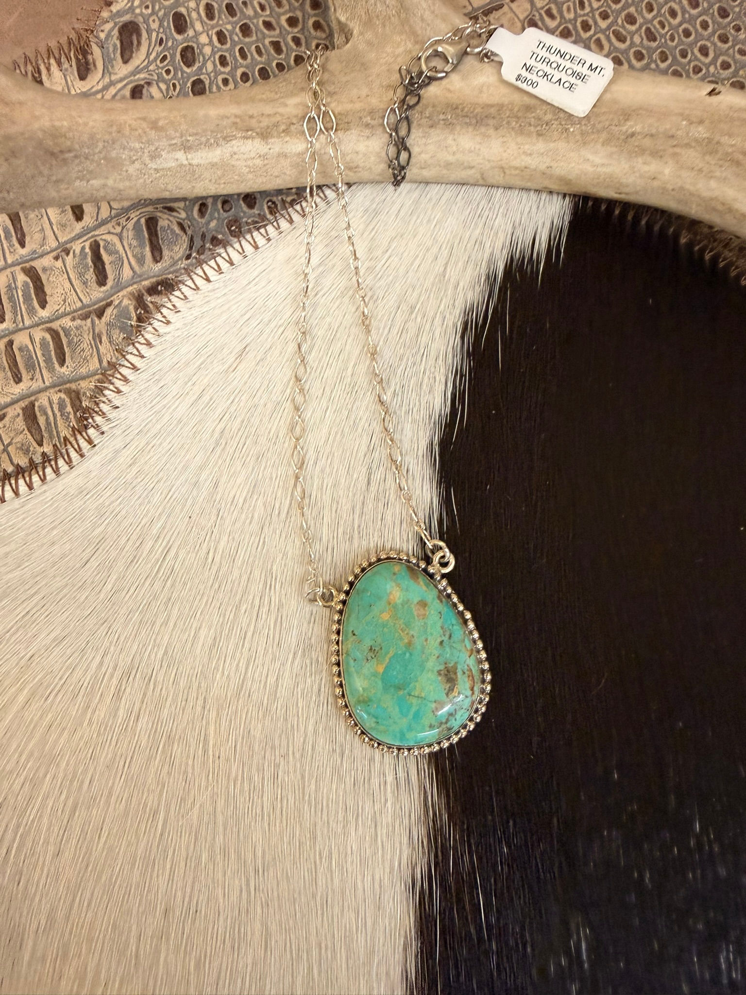 Sterling Silver Thunder Mt Turquoise Necklace