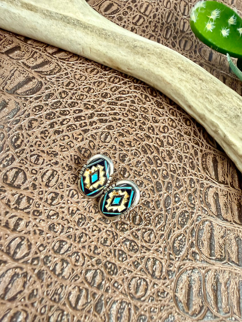 Thumbnail: Inlay Turquoise Jasper Earrings