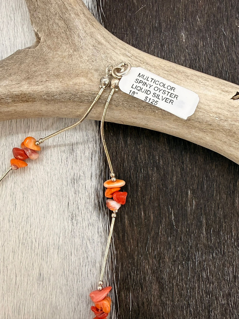 Thumbnail: Multi Color Spiny Oyster Liquid Silver Necklace