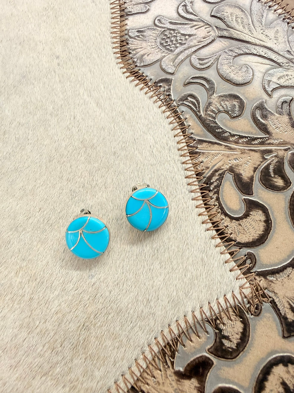 Thumbnail: Clip On Turquoise Inlay Earrings