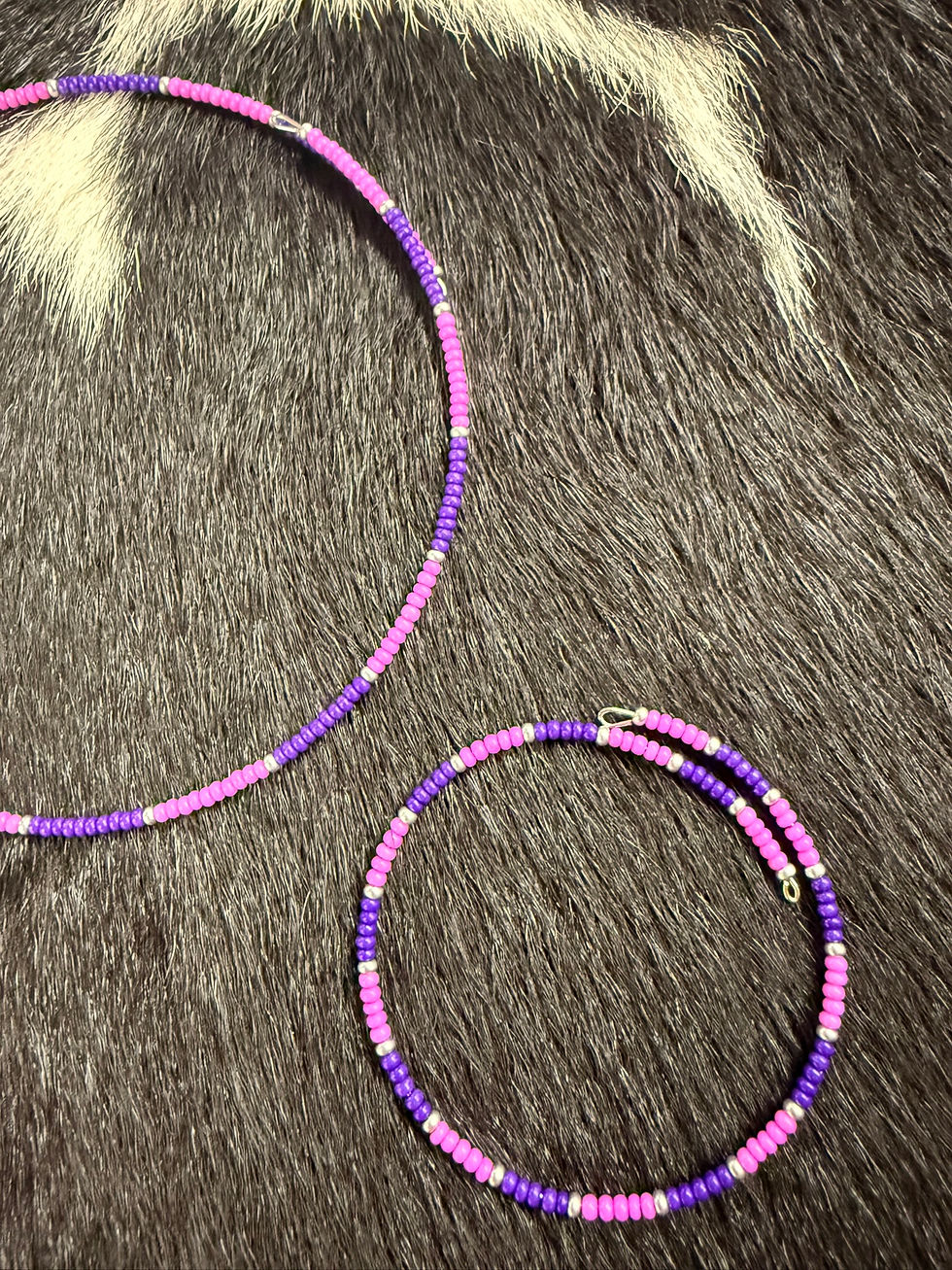 Thumbnail: Navajo Handstrung Beaded Choker Bracelet Dark Purple\purple