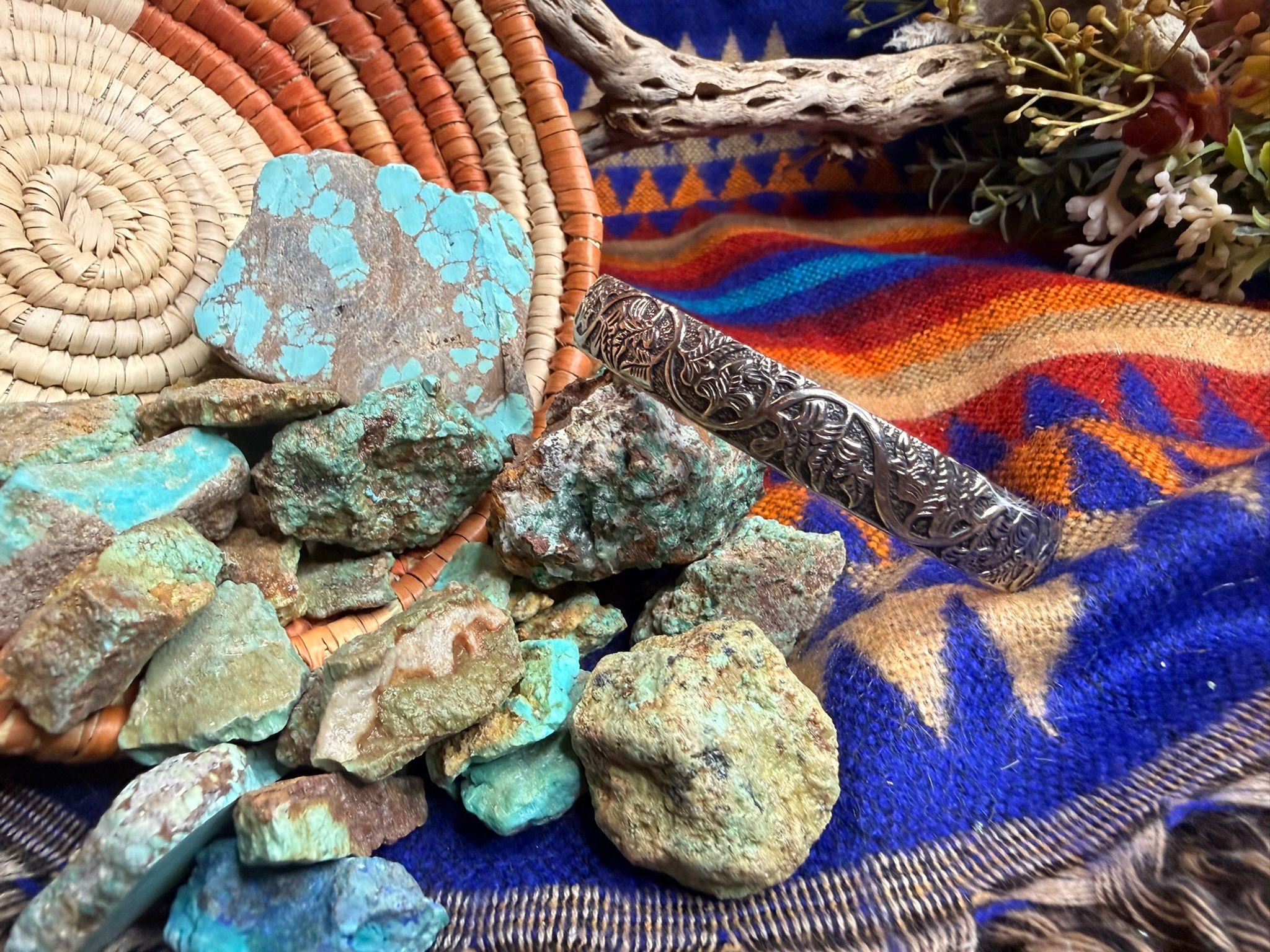 Floral Bangler Cuff Alpaca Mexico Jewelry Company