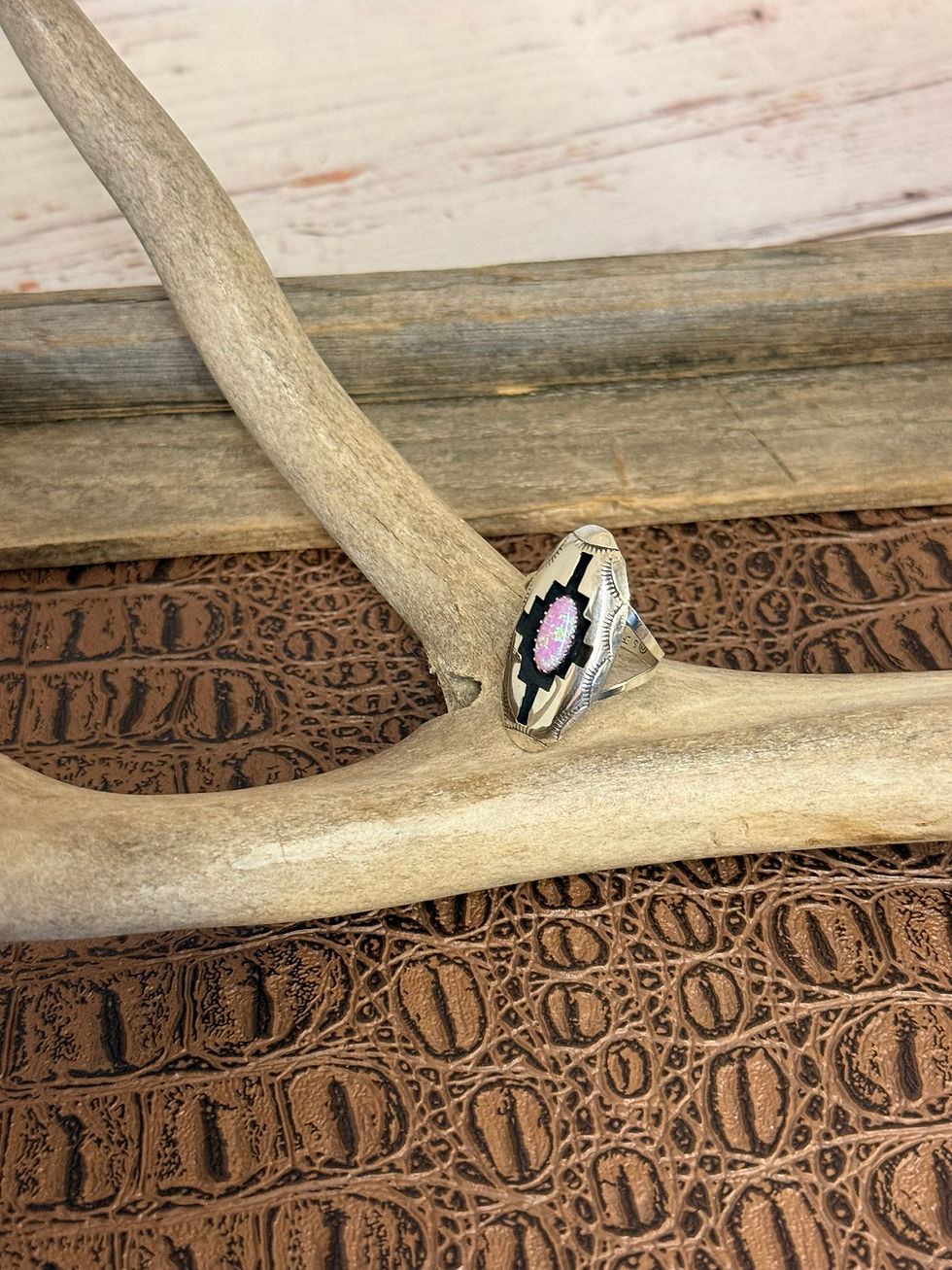 Thumbnail: Pink Opal Shadowbox Ring Size 8.5