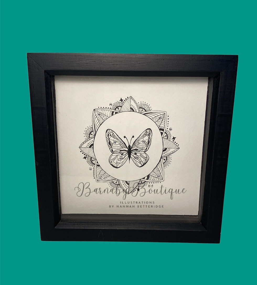 Hand Drawn Butterfly Mandala Framed Picture