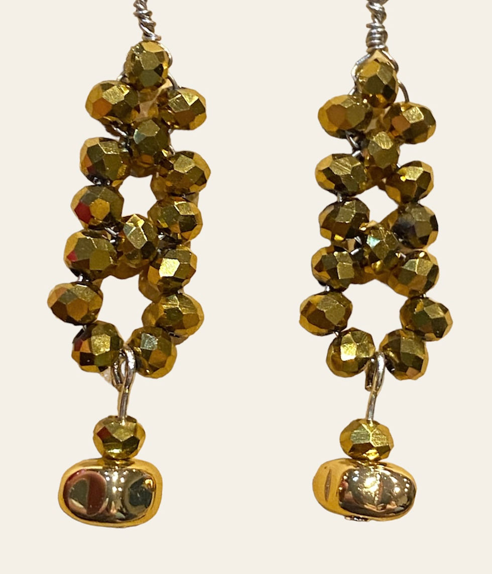 Thumbnail: Bronze Wire Wrapped Drop Earrings 