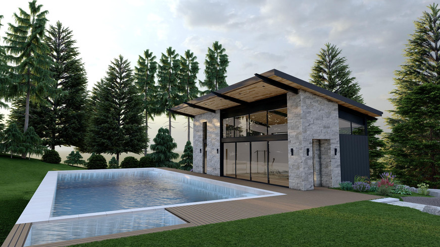Rendering of Pool House in Lake Tahoe's Incline Village