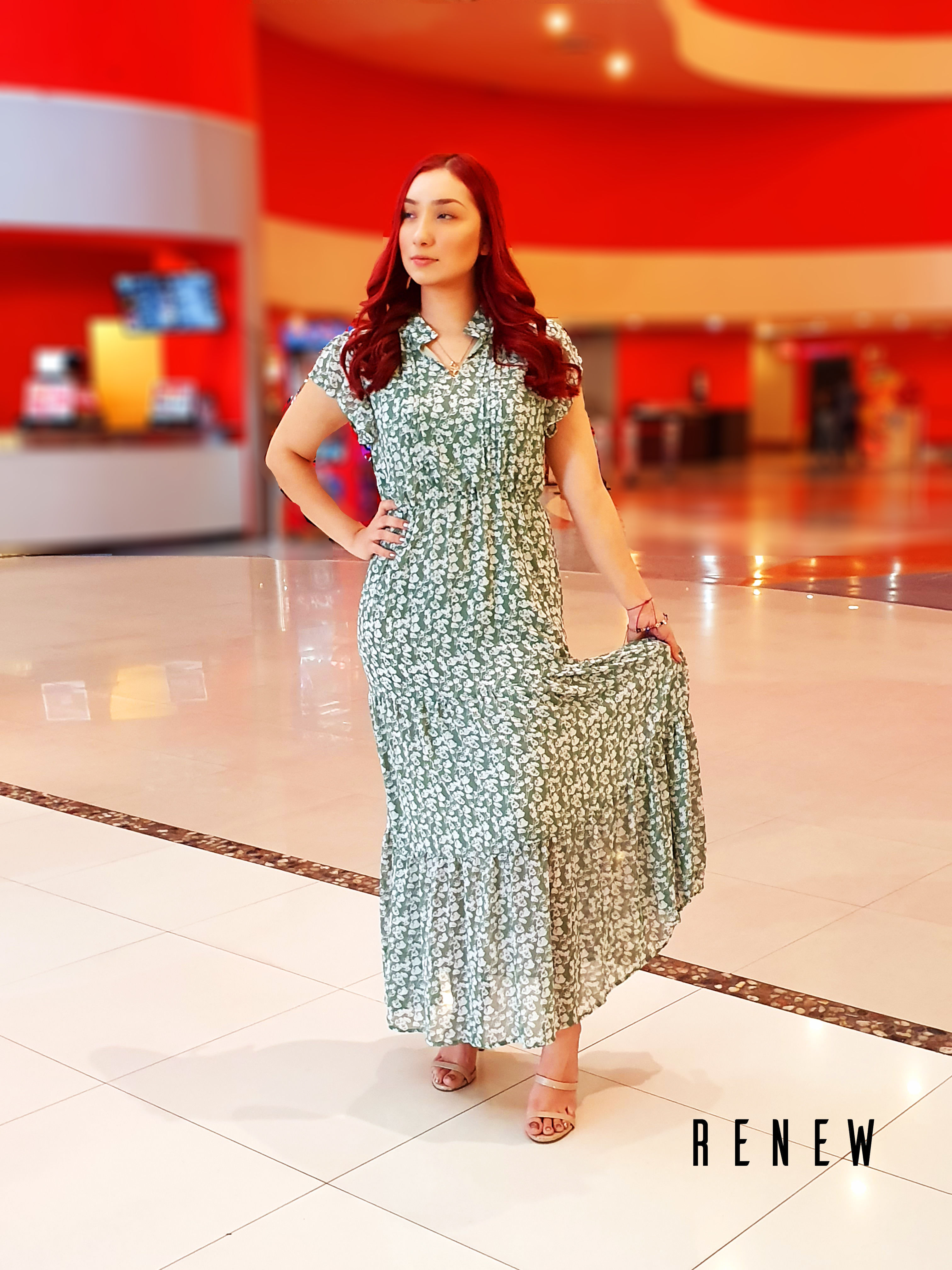 VESTIDO VERDE  FLORAL