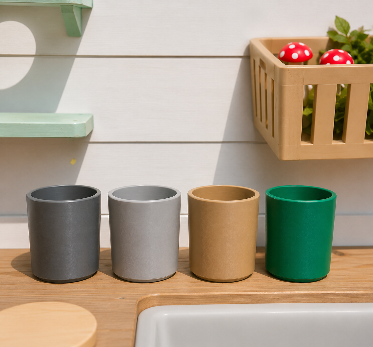 Mud Kitchen Storage Cups - Outdoor Hanging Cups - Organization