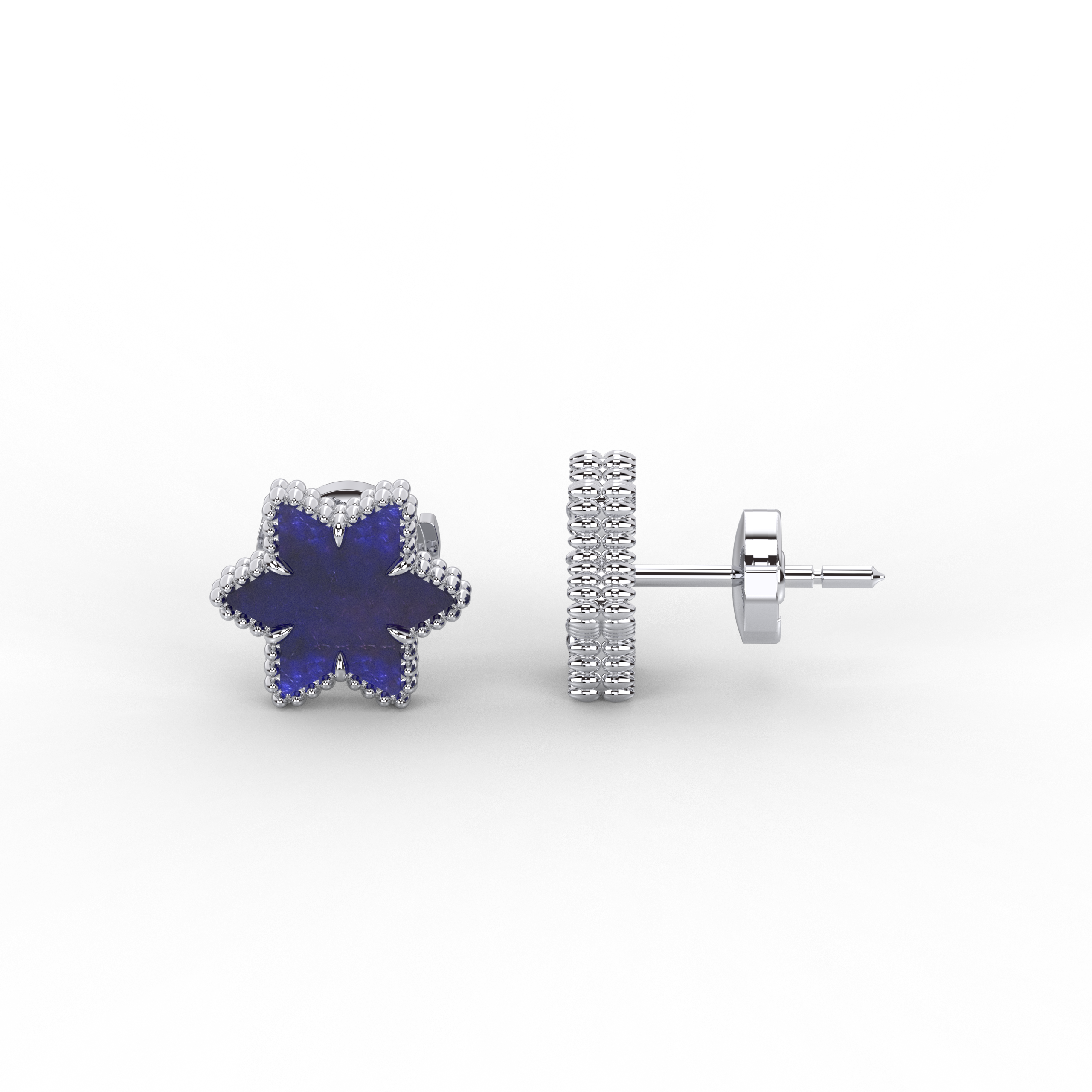 David Earring in White Gold & Lapis Lazuli