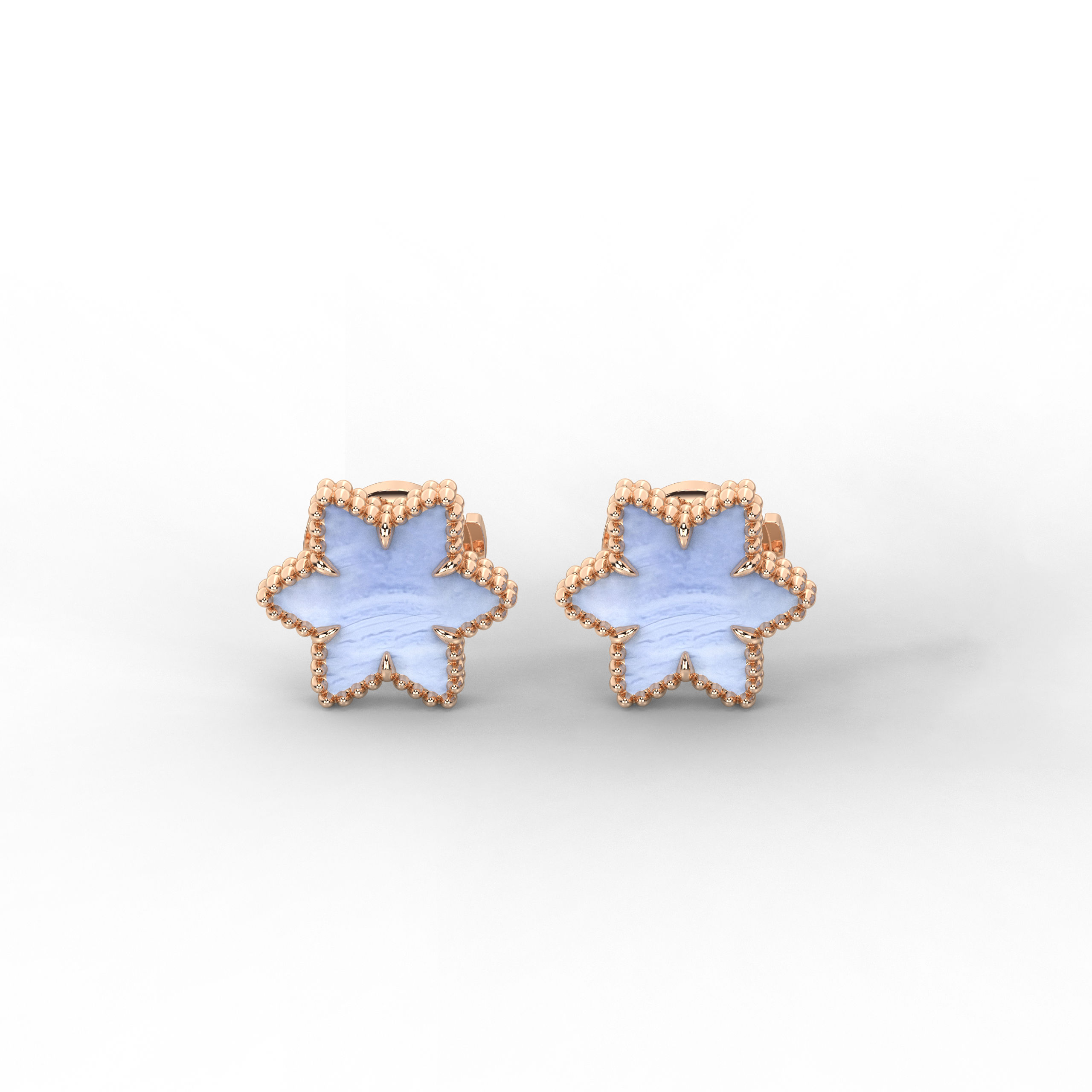 David Earring in Rose Gold & Chalcedony