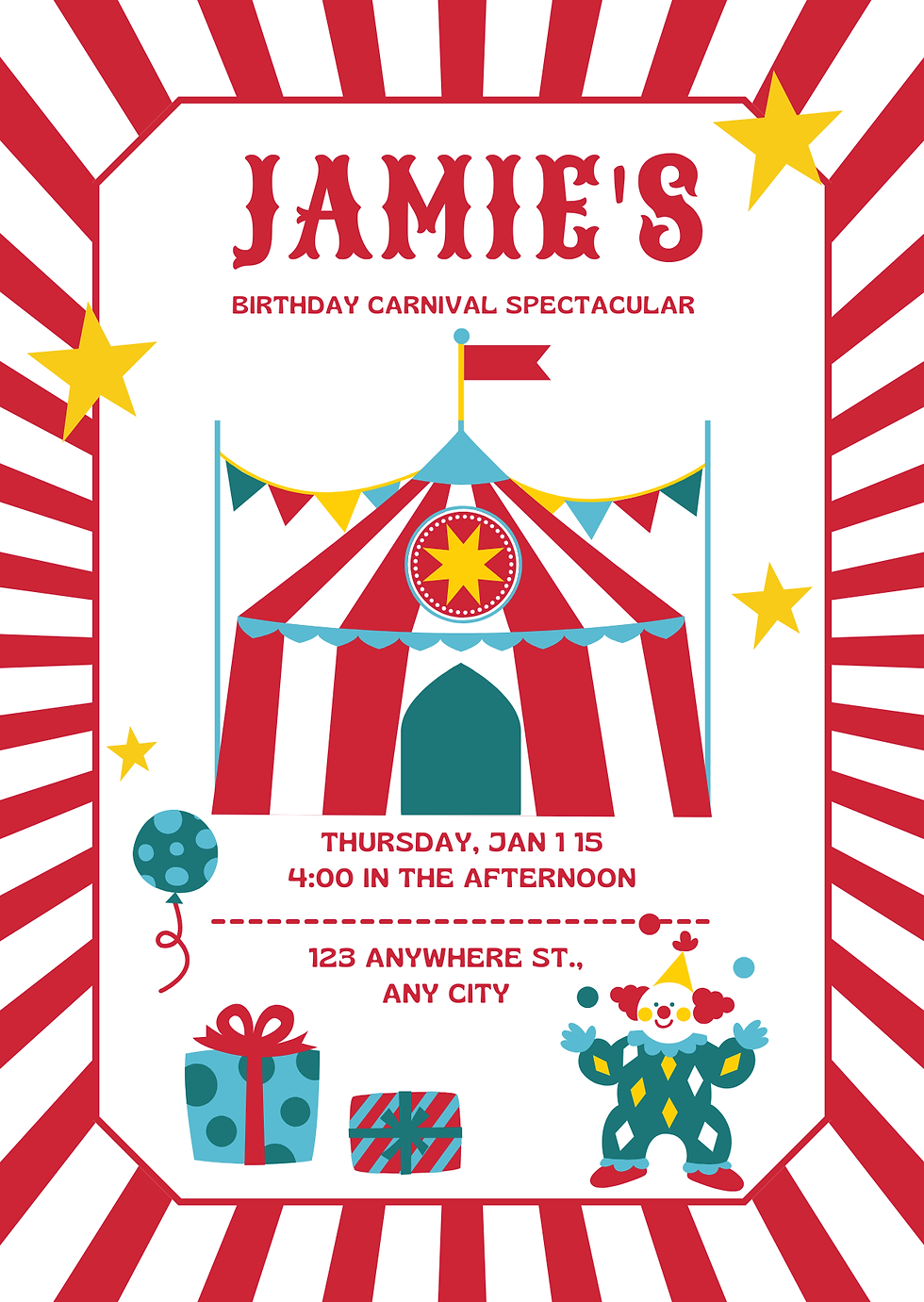 Carnival-themed party invitations