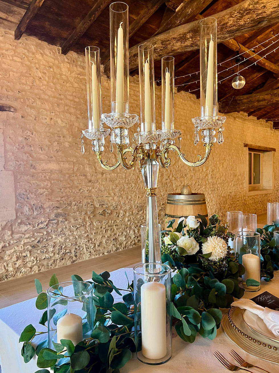 Miniature : Glass & Gold 5 arm candelarbra