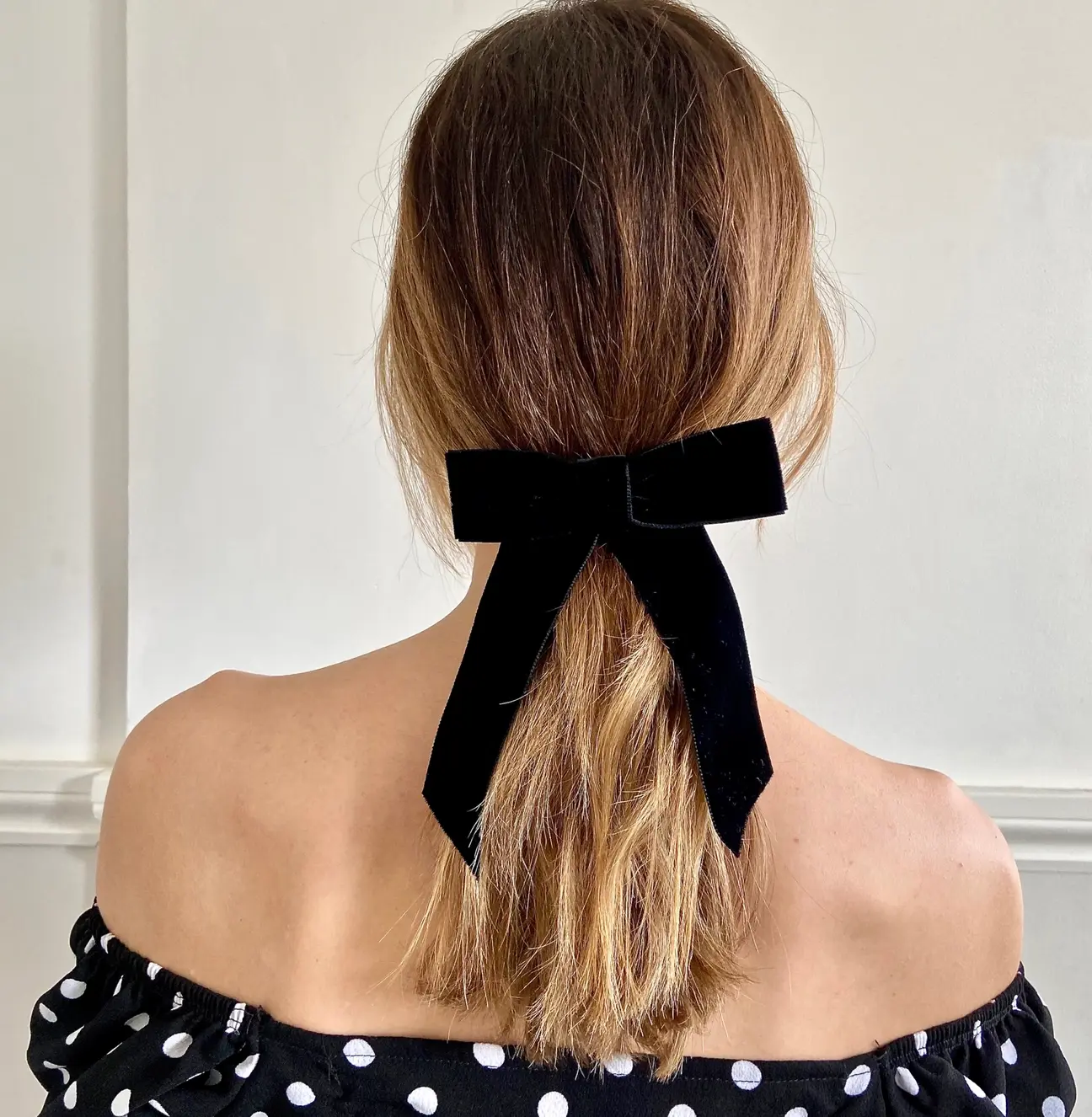 Velvet Bow Clip - Black