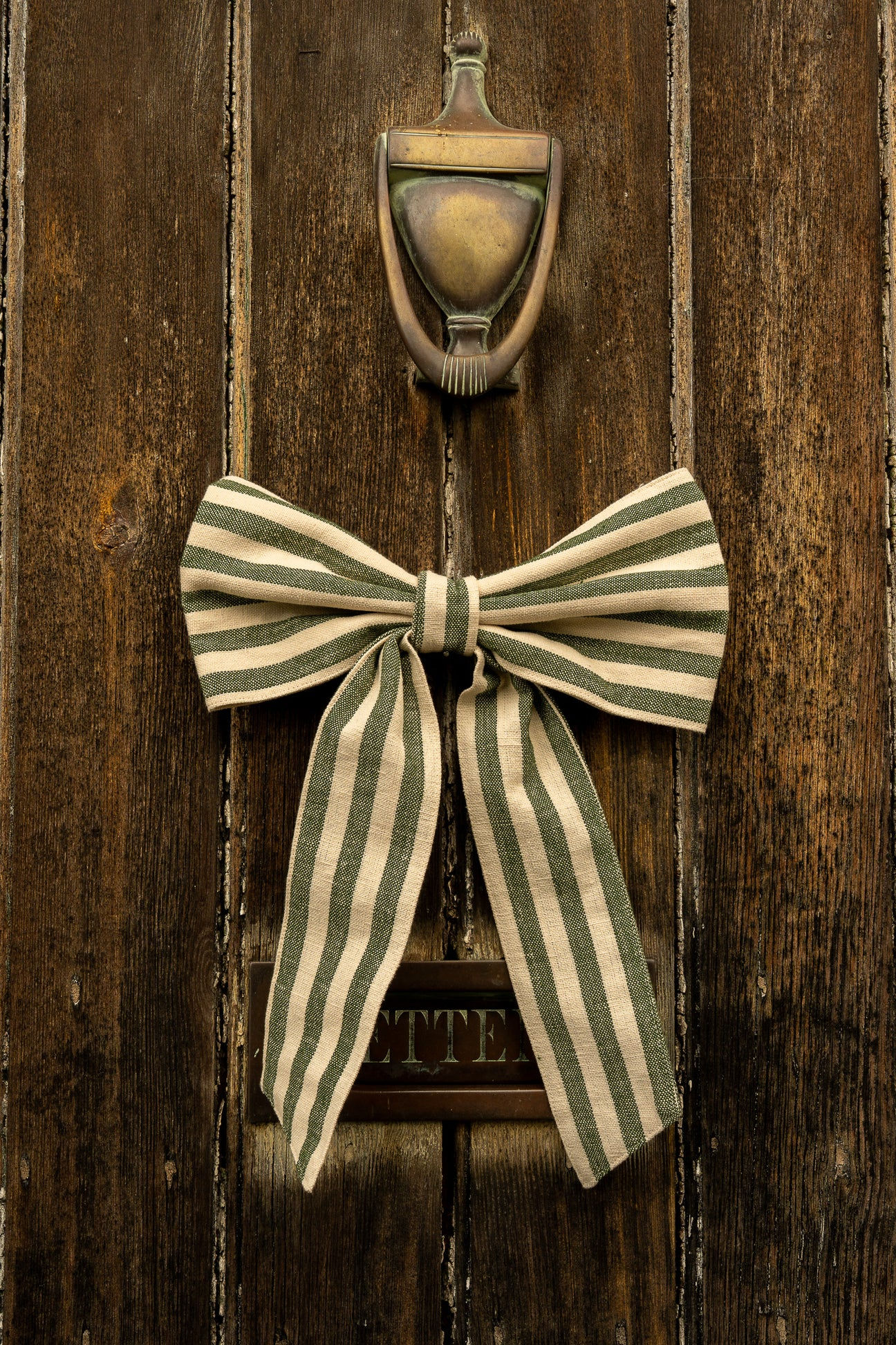 Small Stripe Bow - Pine Green