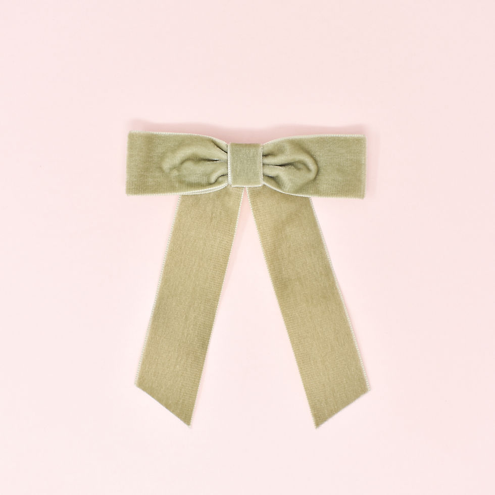 Thumbnail: Velvet Hair Bow - Sage