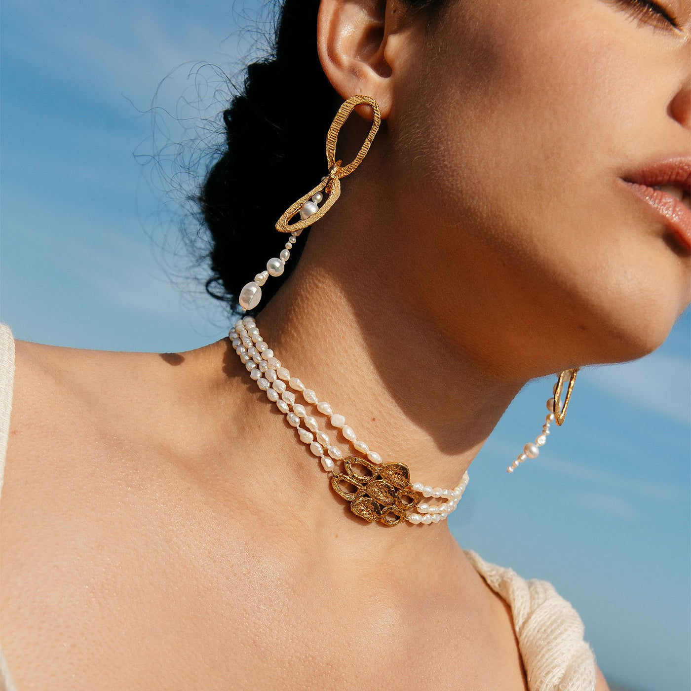 Amelia Recycled silver & Fresh Water Pearl Necklace