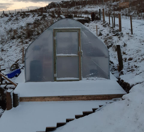 3m x 6m Keder Greenhouse on the snowy Isle of Harris