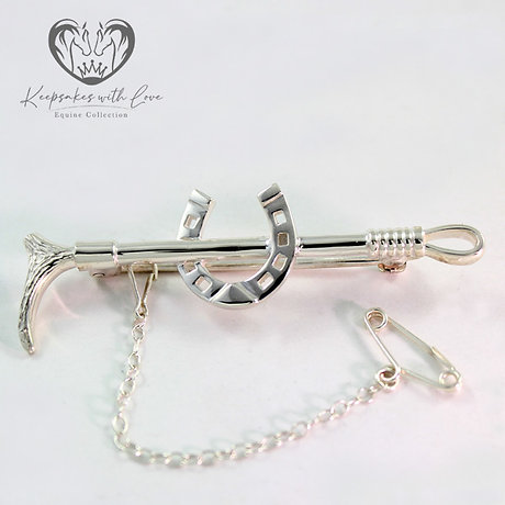 Sterling Silver Horseshoe & Cane Stock Pin P321
