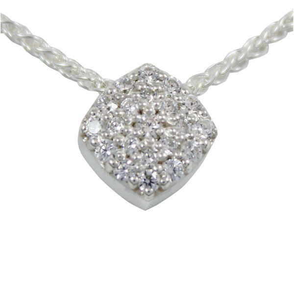 Vitality Necklace (square) with cubic zirconia or diamond P205