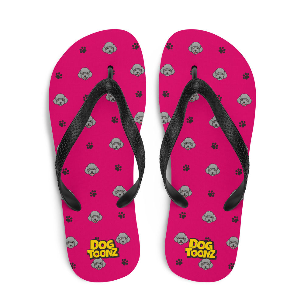 Toy Poodle Pattern Flip Flops
