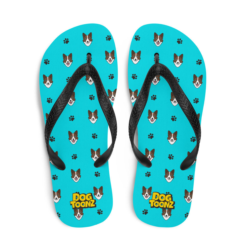 Border Collie Pattern Flip Flops
