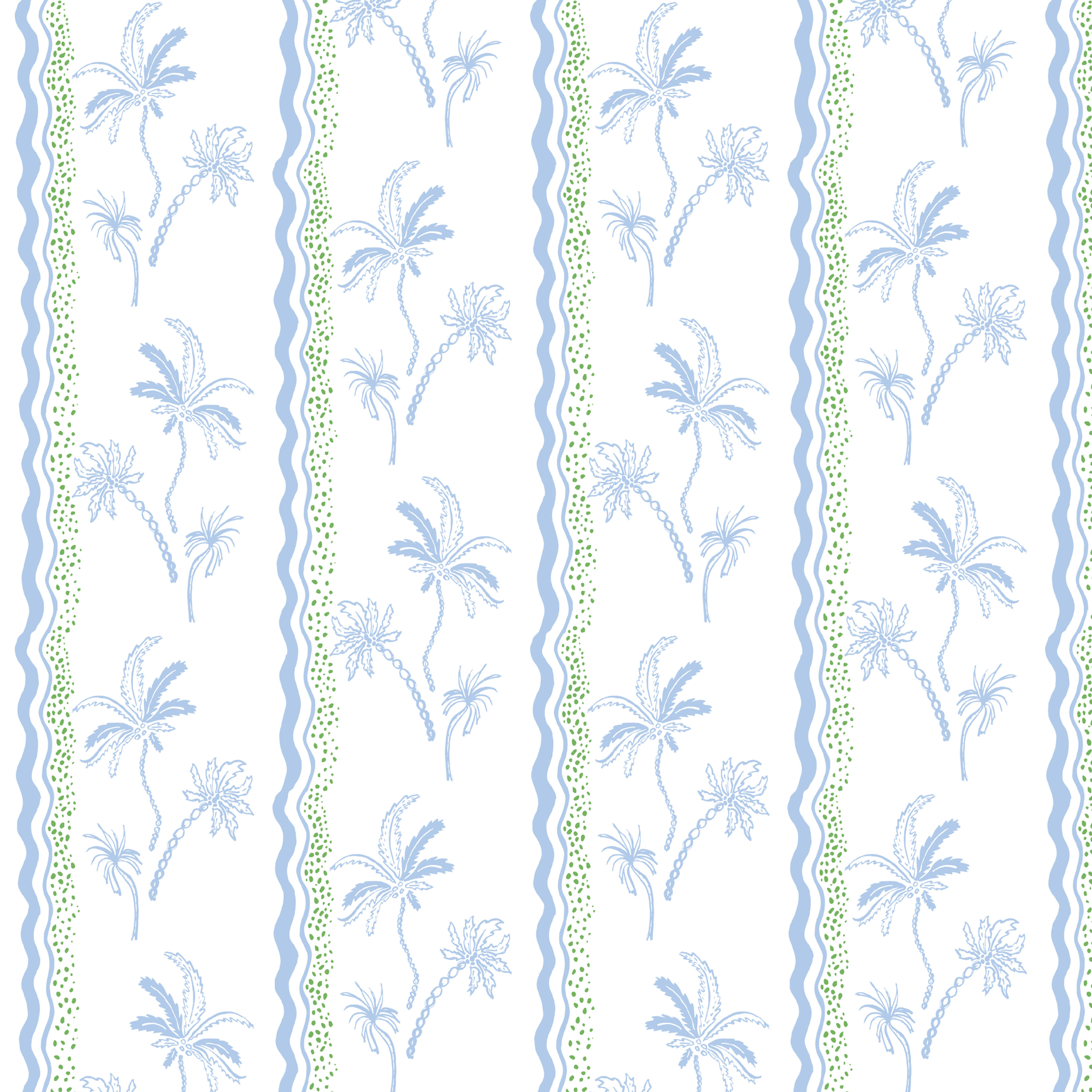 Little Palm Wallpaper - Cloudy Blue & Lawn