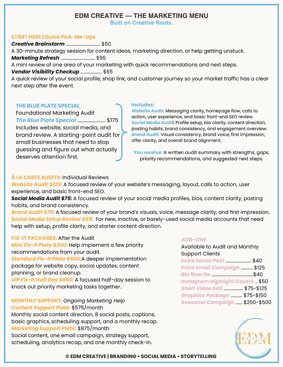 Marketing Menu Descriptions graphic