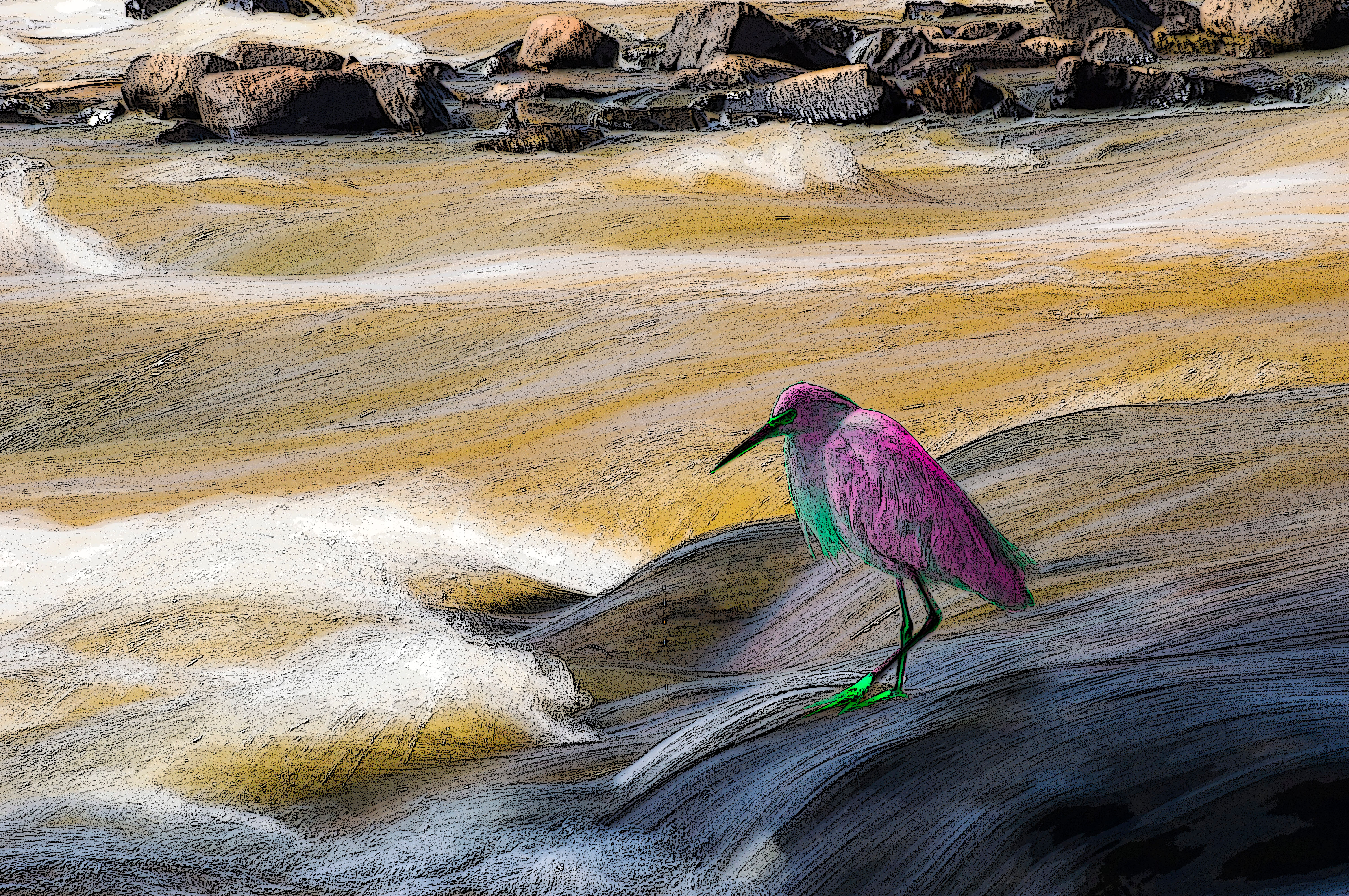 Quadro A Garça Rosa - Frame The Pink Heron by Kcris Ramos