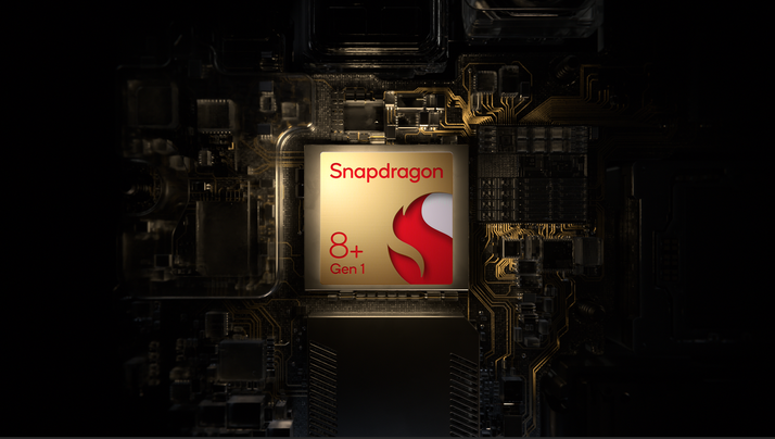 Snapdragon 8+ Gen 1 processor on motherboard, STROBE Studio CGI.