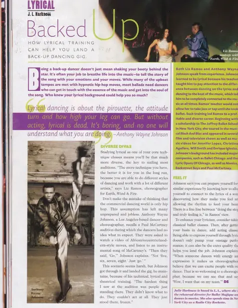 Dance Spirit Magazine - Anthony Wayne Johnson