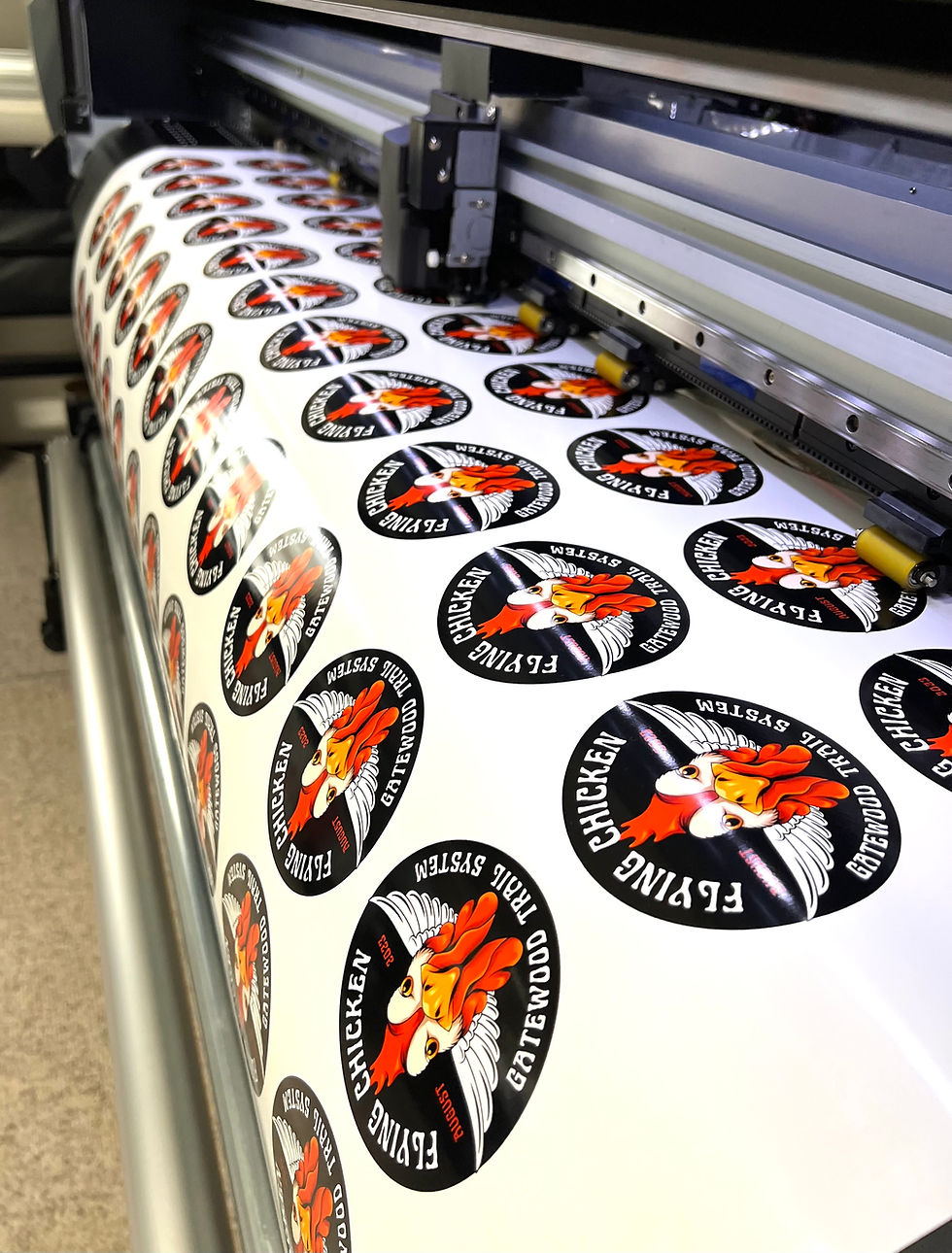 2023 Flying Chicken Sticker. 4" Round