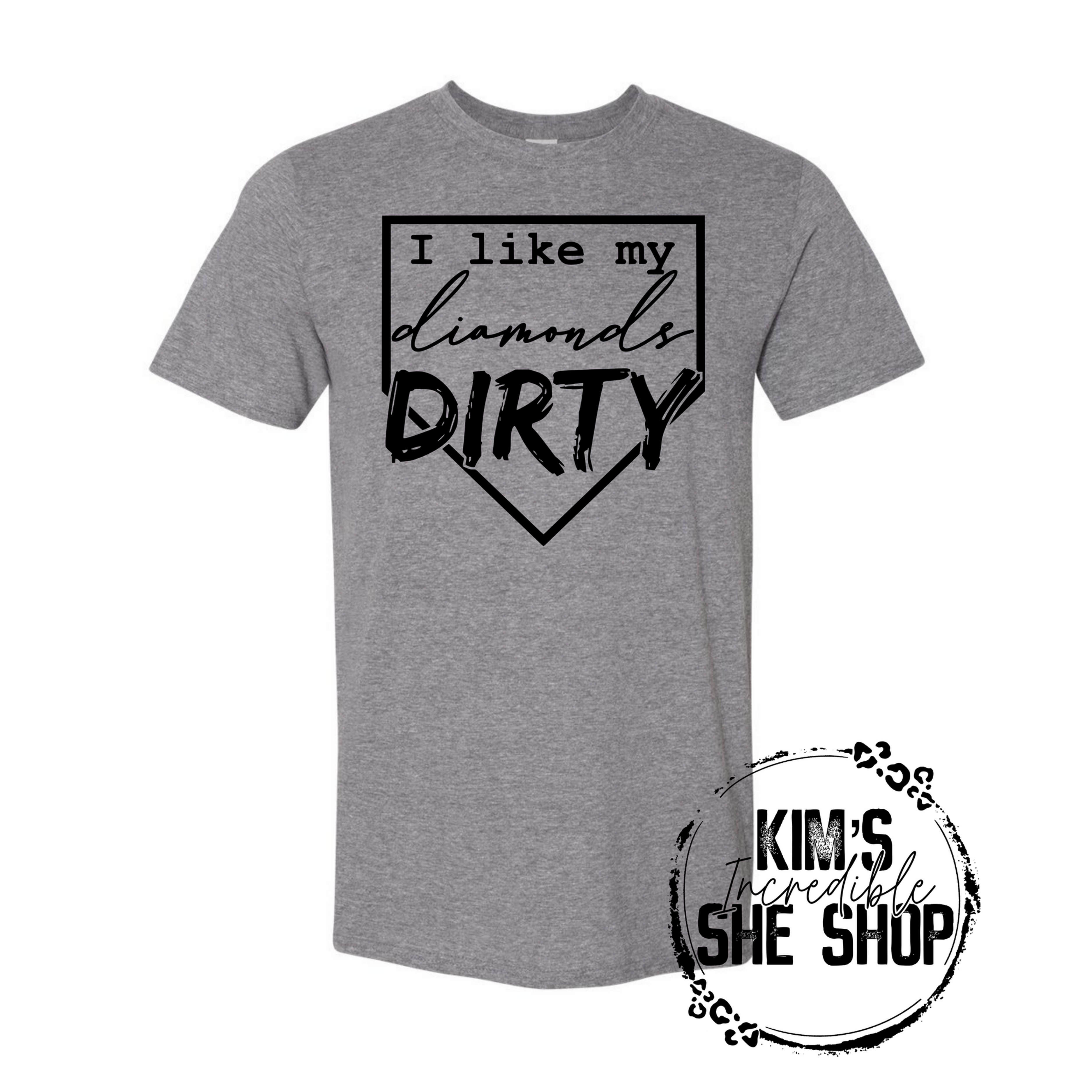 I Like My Diamonds Dirty Black Text Grey T-Shirt
