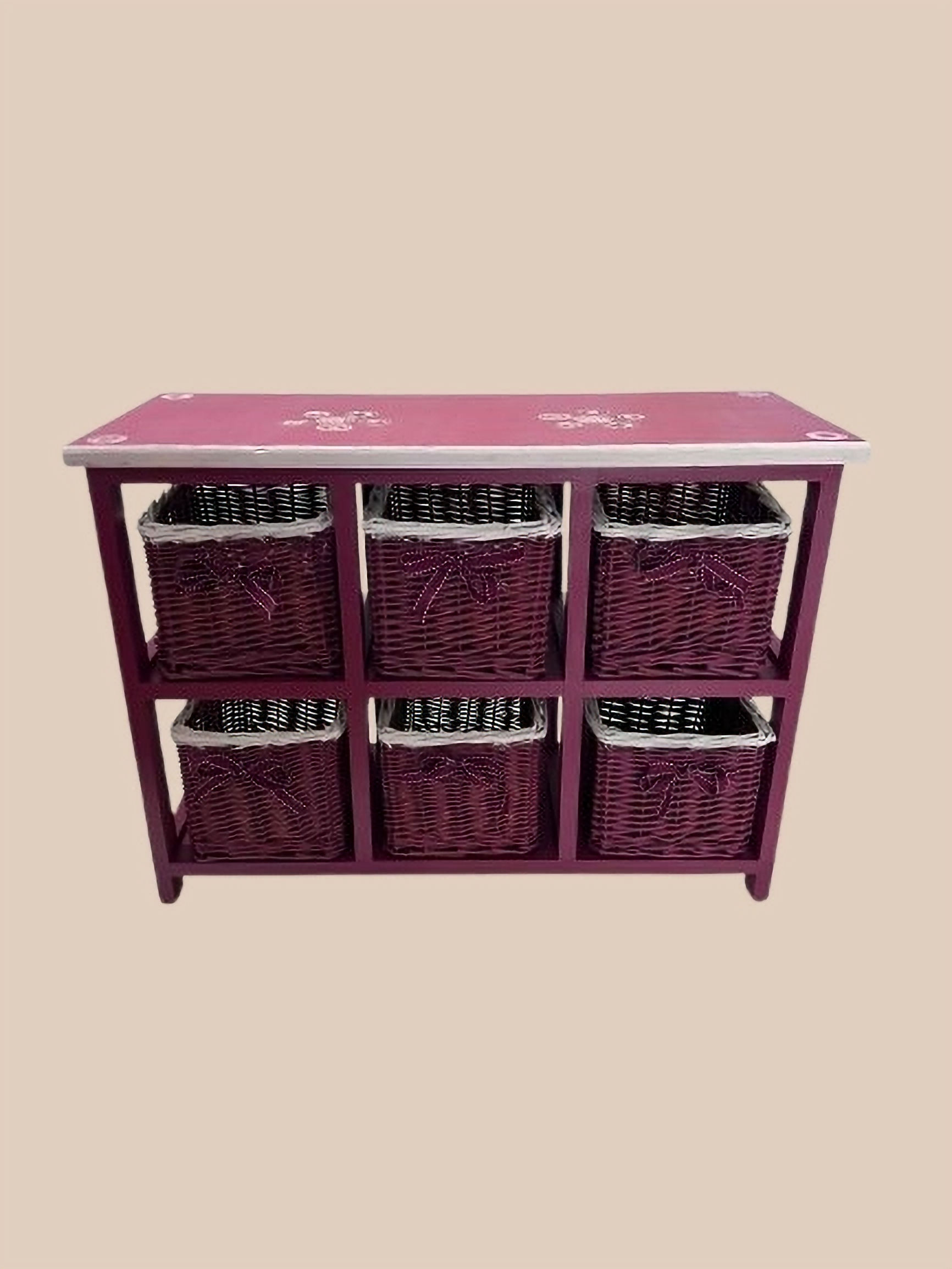 Lavender Vintage Storage – with 6 Wicker Baskets