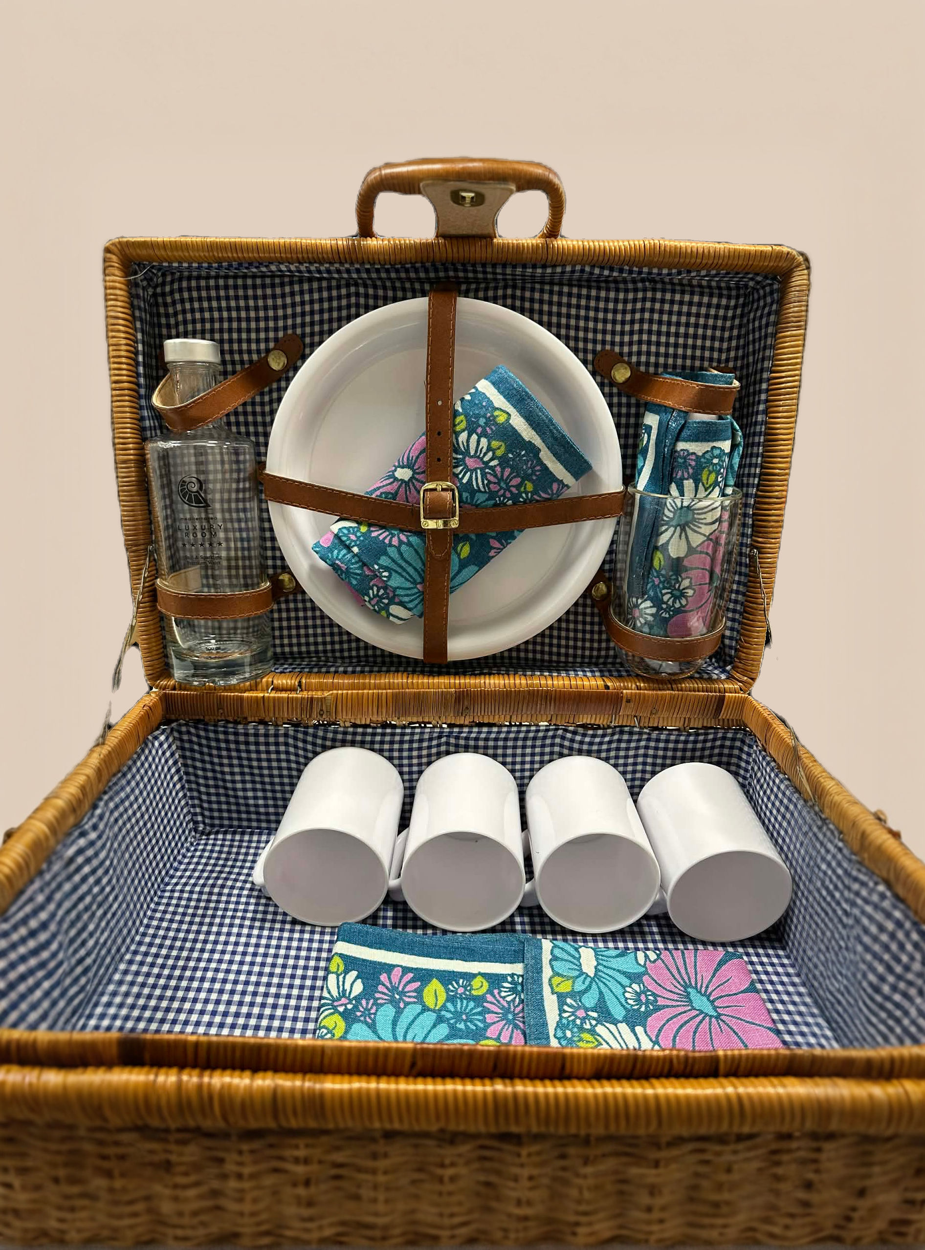 „Sunday Escape” – 4 személyes vintage piknikbőrönd