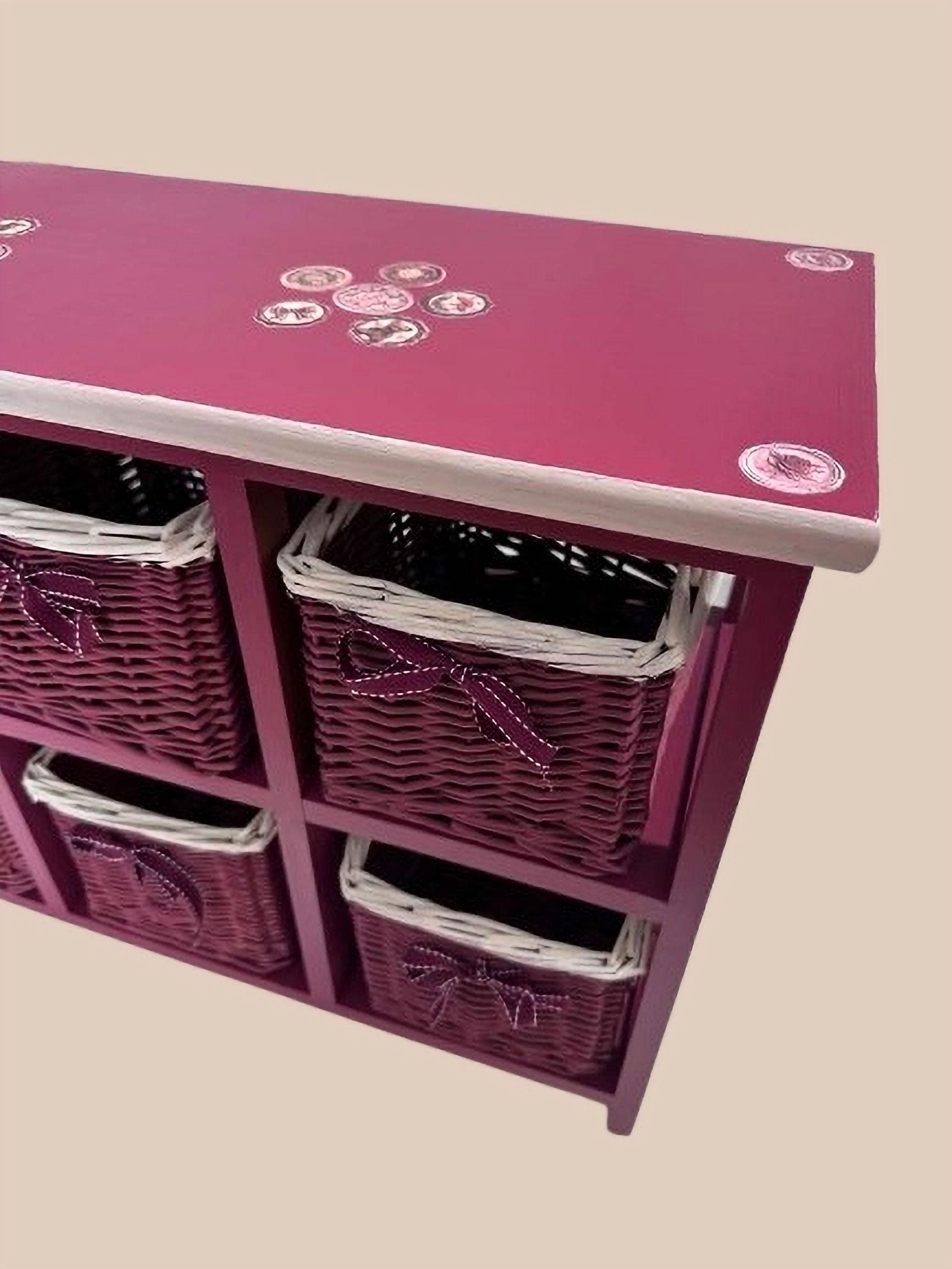 Lavender Vintage Storage – with 6 Wicker Baskets