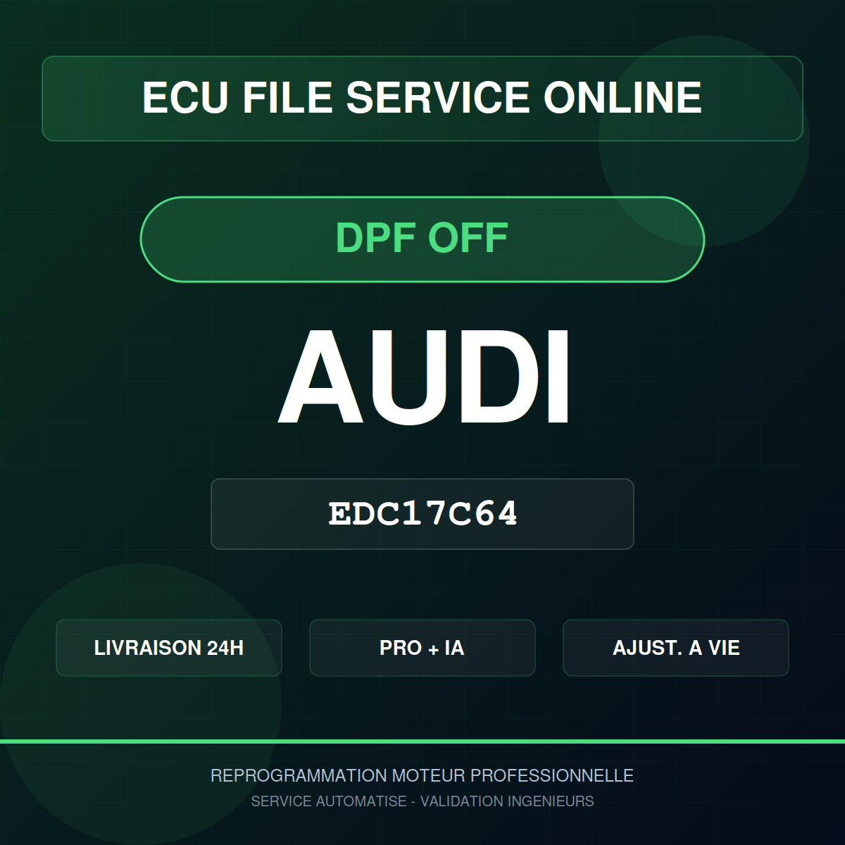 Audi EDC17C64 DPF / FAP OFF - Reprogrammation Pro