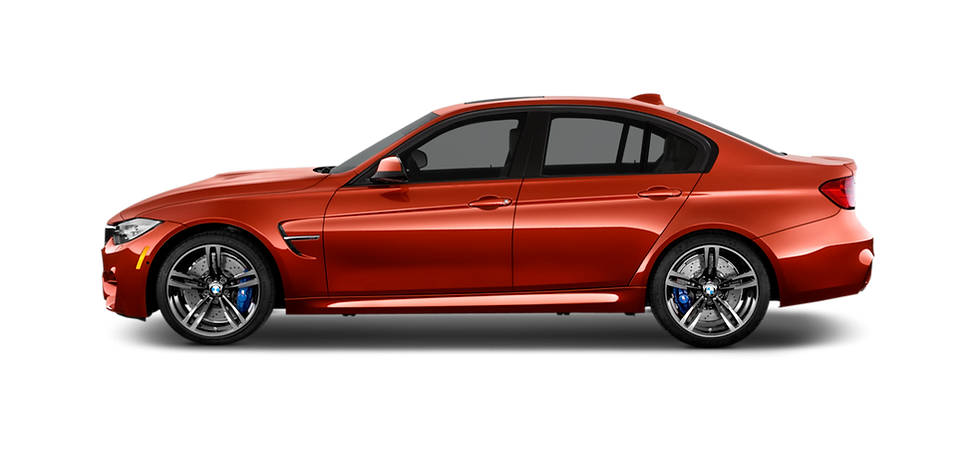 red bmw that shows the window tint option in 35%