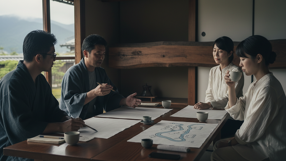 Close-up view of a workshop session with local business leaders discussing strategies
