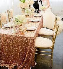 Dark Rose Gold Sequins Table Cloths 90x156 Rectangular